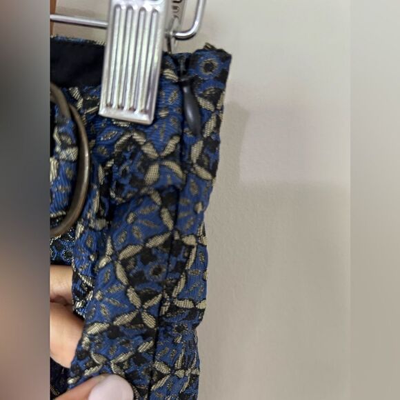 Free People All the Shine Mini Belted Blue Jacquard Wrap Overlay Skirt - Picture 6 of 8